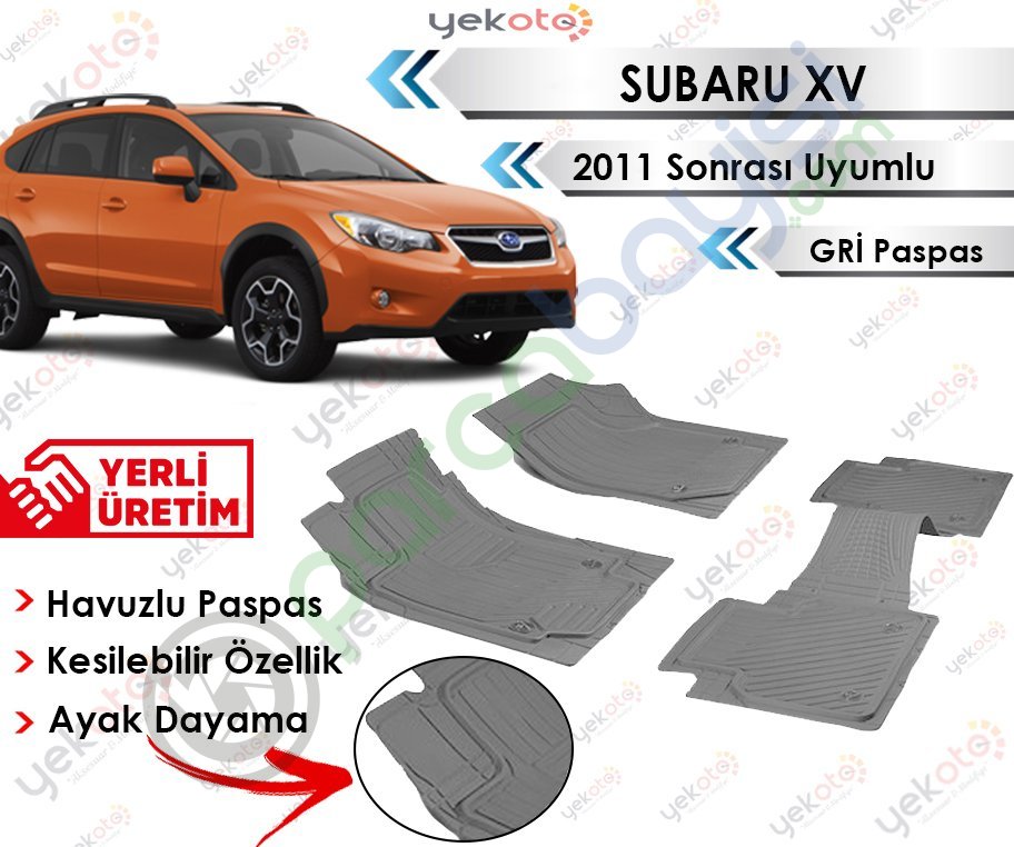 Subaru Xv 2011 Sonrası Uyumlu Havuzlu Kesilebilir Gri Paspas