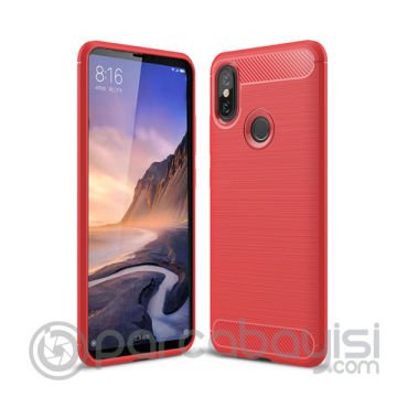 Xiaomi Mi Max 3 Dark Ultra Koruma Karbon Fiber Doku Silikon Kılıf