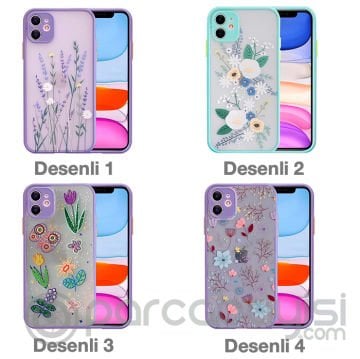iPhone 11 6.1inç Kamera Korumalı Çiçek Desenli Silikon Kılıf