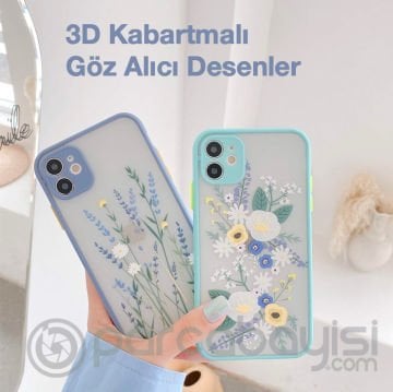 iPhone 11 6.1inç Kamera Korumalı Çiçek Desenli Silikon Kılıf