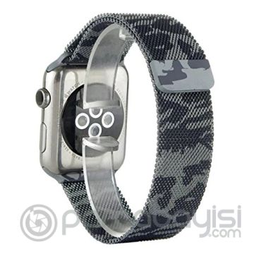 Ally Apple Watch 7-8 45mm 6-5-4 44mm Kayış Kordon Metal Milano Loop Kamuflaj 3-2-1 42mm
