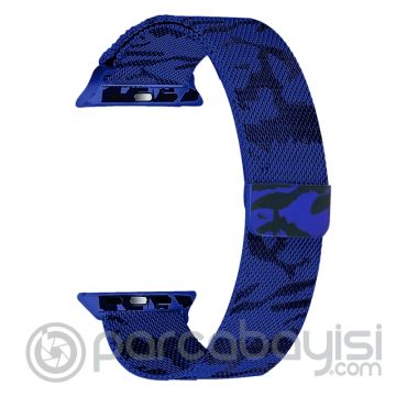 Ally Apple Watch 7-8 45mm 6-5-4 44mm Kayış Kordon Metal Milano Loop Kamuflaj 3-2-1 42mm