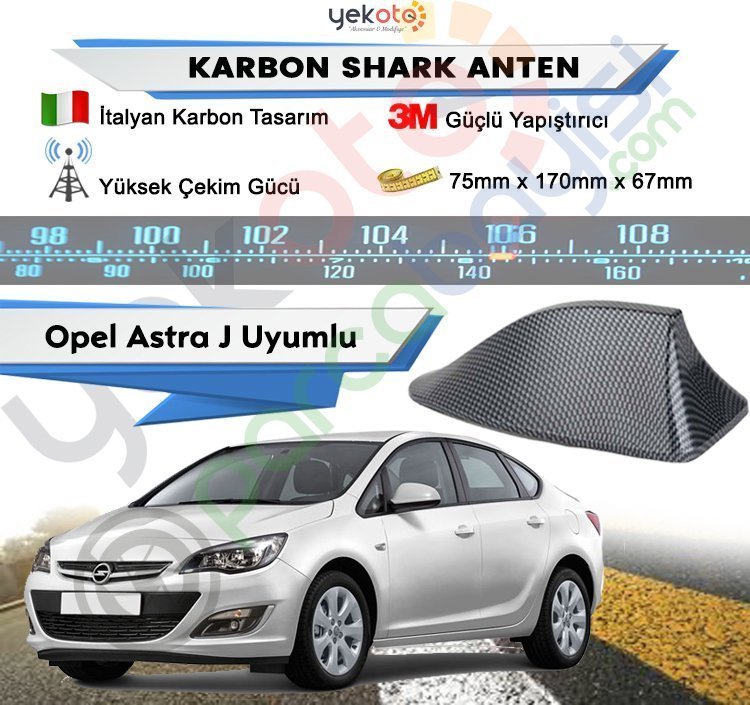 Opel Astra J Karbon Shark Anten Köpek Balığı Anten Elektrikli İtalyan Tasarım