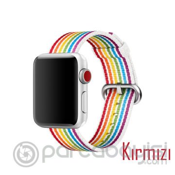 Ally Apple Watch 7-8 45mm 6-5-4 44mm Kayış Kordon Dokuma Çizgili Spor Kordon 3-2-1 42mm