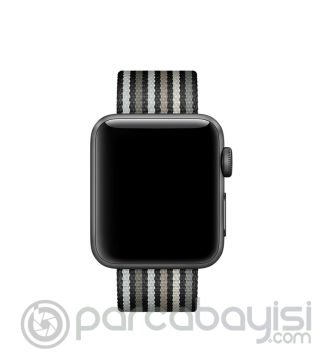 Ally Apple Watch 7-8 45mm 6-5-4 44mm Kayış Kordon Dokuma Çizgili Spor Kordon 3-2-1 42mm