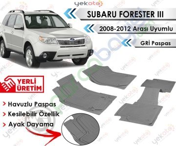 Subaru Forester Iıı 2008-2013 Arası Uyumlu Havuzlu Kesilebilir Gri Paspas