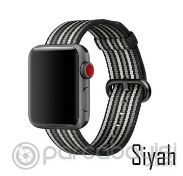 Ally Apple Watch 7-8 41mm 6-5-4 40mm Kayış Kordon Dokuma Çizgili Spor 3-2-1 38mm