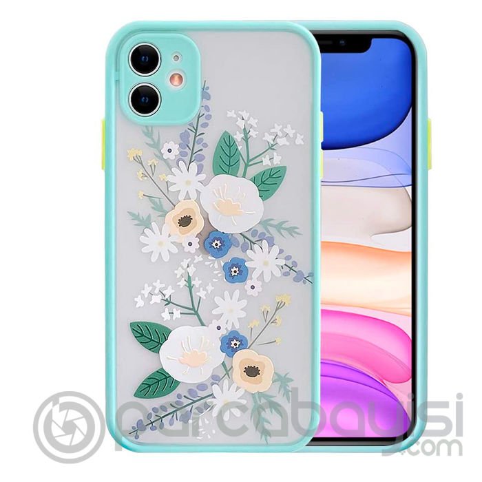 iPhone 12 6.1inç Kamera Korumalı Çiçek Desenli Silikon Kılıf