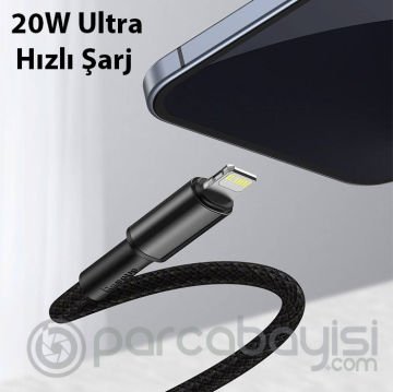 Baseus High Density Braided 20W Type-C to iPhone Lightning Hızlı Şarj ve Data Kablosu 2m