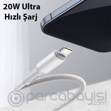 Baseus High Density Braided 20W Type-C to iPhone Lightning Hızlı Şarj ve Data Kablosu 2m