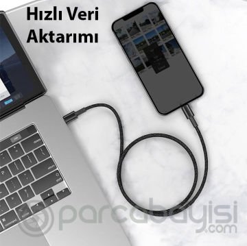 Baseus High Density Braided 20W Type-C to iPhone Lightning Hızlı Şarj ve Data Kablosu 2m
