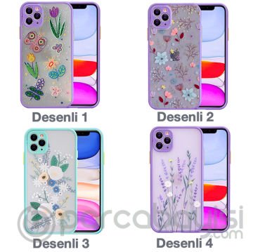 iPhone 11 Pro Max 6.5inç Kamera Korumalı Çiçek Desenli Silikon Kılıf