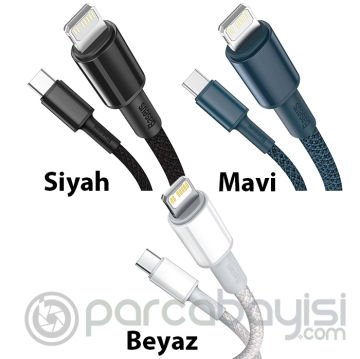 Baseus High Density Braided 20W Type-C to iPhone Lightning Hızlı Şarj ve Data Kablosu 1m