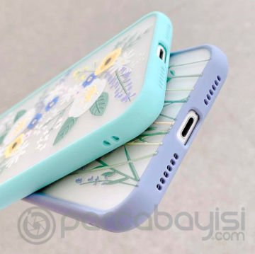 iPhone 12 Pro 6.1inç Kamera Korumalı Çiçek Desenli Silikon Kılıf