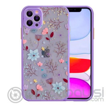 iPhone 12 Pro 6.1inç Kamera Korumalı Çiçek Desenli Silikon Kılıf