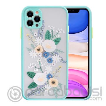 iPhone 12 Pro 6.1inç Kamera Korumalı Çiçek Desenli Silikon Kılıf