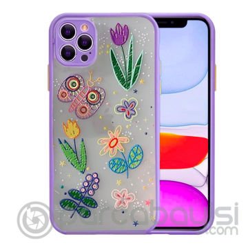 iPhone 12 Pro 6.1inç Kamera Korumalı Çiçek Desenli Silikon Kılıf