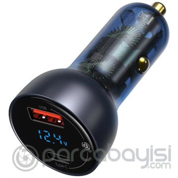 Baseus Particular Digital Display 65W QC+PPS Dual Dijital Göstergeli Hızlı Araç Şarj Cihazı