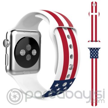 Ally Apple Watch 7-8 45mm 6-5-4 44mm Kordon Kayış Amerika Bayrak Desenli Kordon 3-2-1 42mm