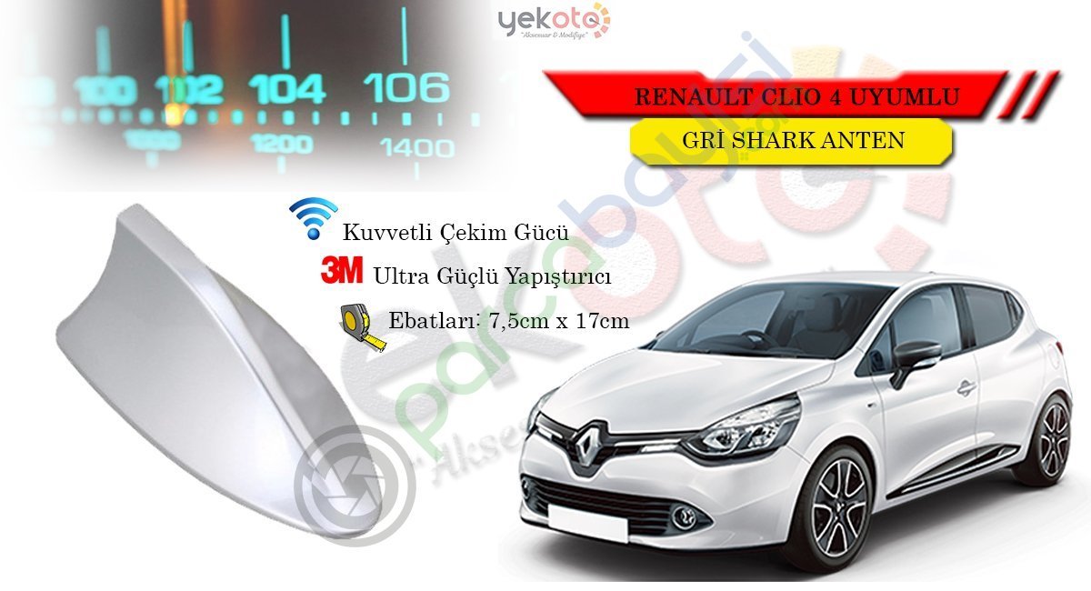 Renault Clio 4 Uyumlu Gri Shark Anten Köpek Balığı Anten