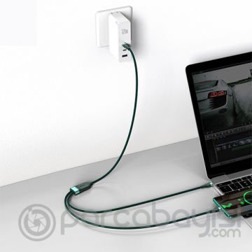 Baseus Flash Series 2in1 100W Hızlı Şarj Usb  Type-C to C+C Şarj Kablosu