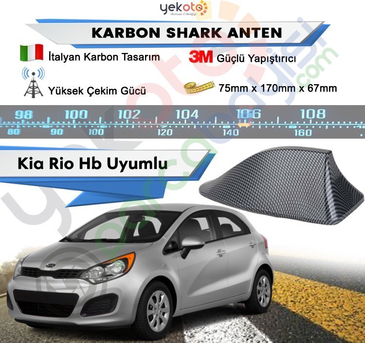 Kia Rio Karbon Shark Anten Köpek Balığı Anten Elektrikli İtalyan Tasarım