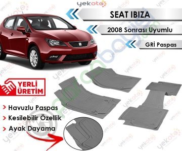 Skoda İbiza 2008 Sonrası Uyumlu Havuzlu Kesilebilir Gri Paspas