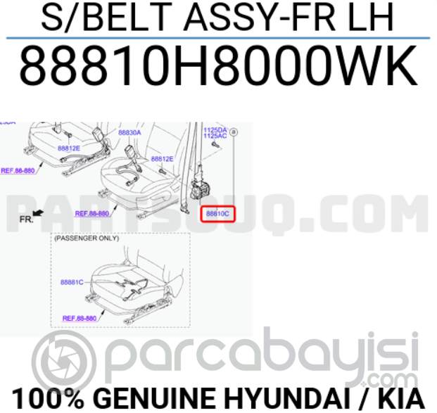 Ön Emniyet Kemeri Sol Orjinal | 88810H8000Wk