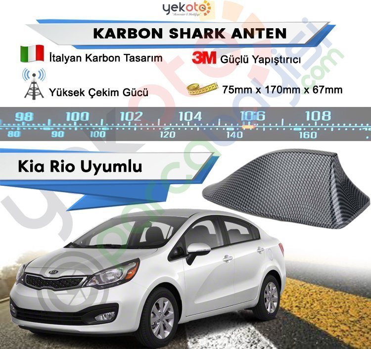 Kia Rio Karbon Shark Anten Köpek Balığı Anten Elektrikli İtalyan Tasarım