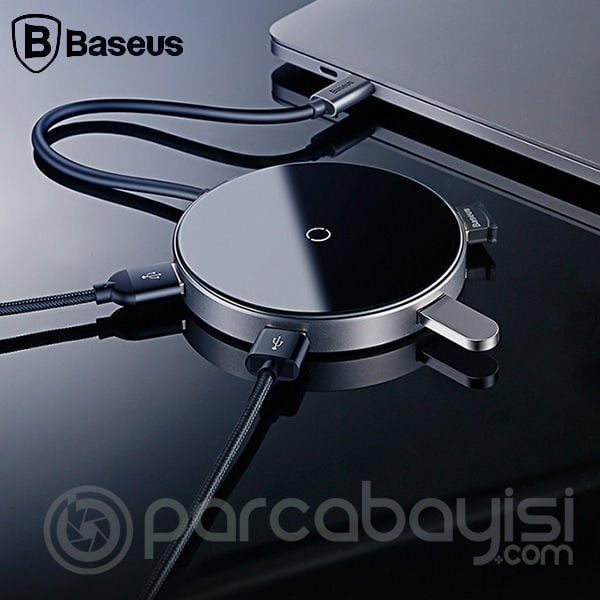Baseus Circular Mirror Wireless Kablosuz Şarj+usb 3.0 Hub