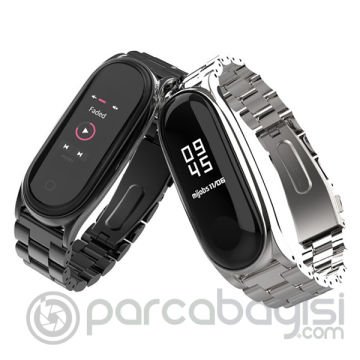 Mijobs Xiaomi Mi Band 4 Akıllı Saat 3 Bakla Çelik Kayış Kordon