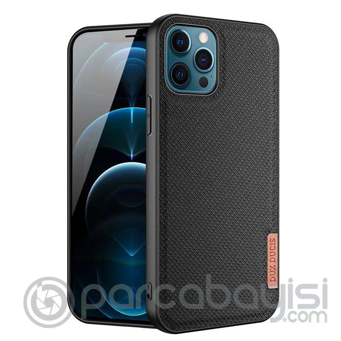 Dux Ducis Fino Serisi iPhone 12 Pro Max Kılıf Premium Dokuma Silikon Kılıf