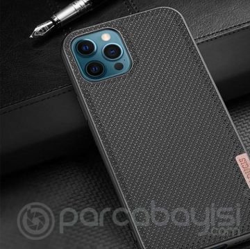 Dux Ducis Fino Serisi iPhone 12 Pro Max Kılıf Premium Dokuma Silikon Kılıf