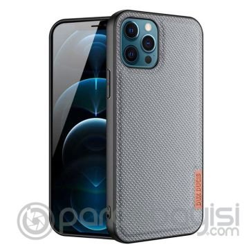 Dux Ducis Fino Serisi iPhone 12 Pro Max Kılıf Premium Dokuma Silikon Kılıf