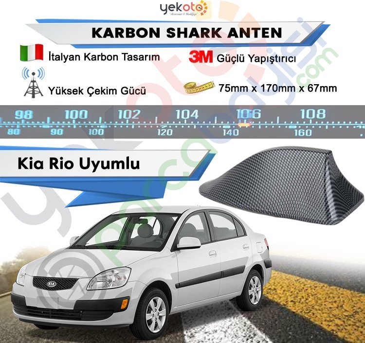 Kia Rio Karbon Shark Anten Köpek Balığı Anten Elektrikli İtalyan Tasarım
