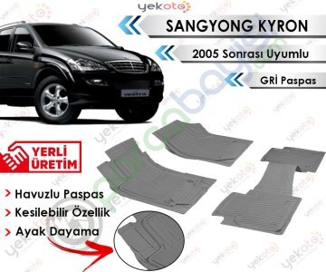 Sangyong Kyron 2005 Sonrası Uyumlu Havuzlu Kesilebilir Gri Paspas