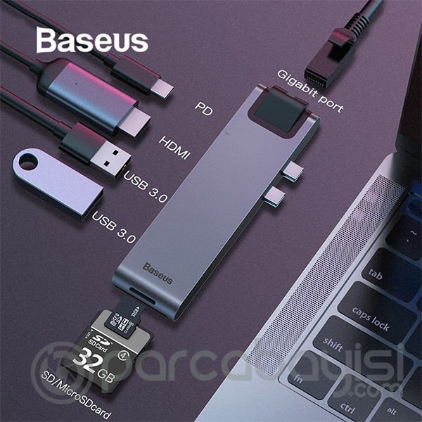 Baseus Thunderbolt 7 İn1 Type C,Ethernet,Hdmi Usb 3.0,Sd,Hub Çoğaltıcı Adaptör