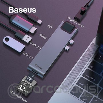 Baseus Thunderbolt 7 İn1 Type C,Ethernet,Hdmi Usb 3.0,Sd,Hub Çoğaltıcı Adaptör