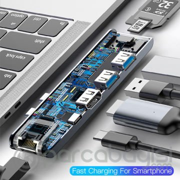 Baseus Thunderbolt 7 İn1 Type C,Ethernet,Hdmi Usb 3.0,Sd,Hub Çoğaltıcı Adaptör