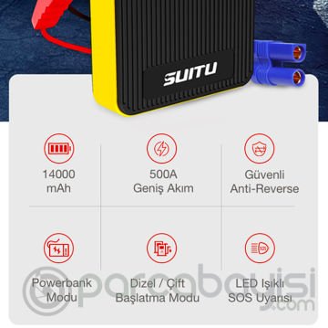 ALLY SUİTU 14000mAh Jump Starter Akü Takviye Seti ( Powerbank + Led Lamba)