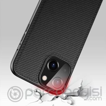 Dux Ducis Fino Serisi iPhone 13 6.1inç Kılıf Premium Dokuma Silikon Kılıf
