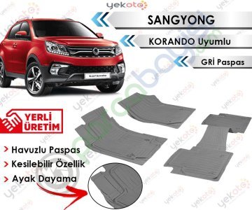Sangyong Korando Uyumlu Havuzlu Kesilebilir Gri Paspas