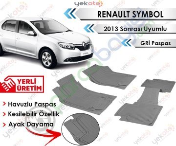 Renault Symbol 2013 Sonrası Uyumlu Havuzlu Kesilebilir Gri Paspas