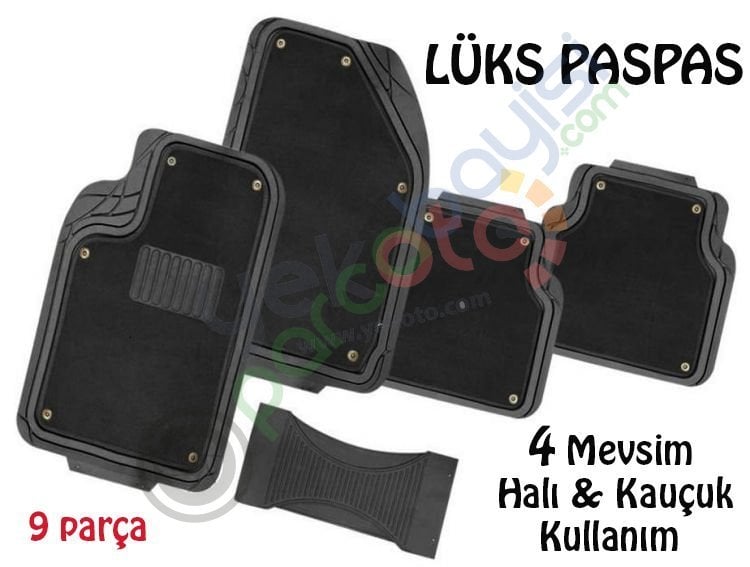 Lüks Halı Ve Kauçuk Oto Paspas Çıtçıtlı Havuzlu