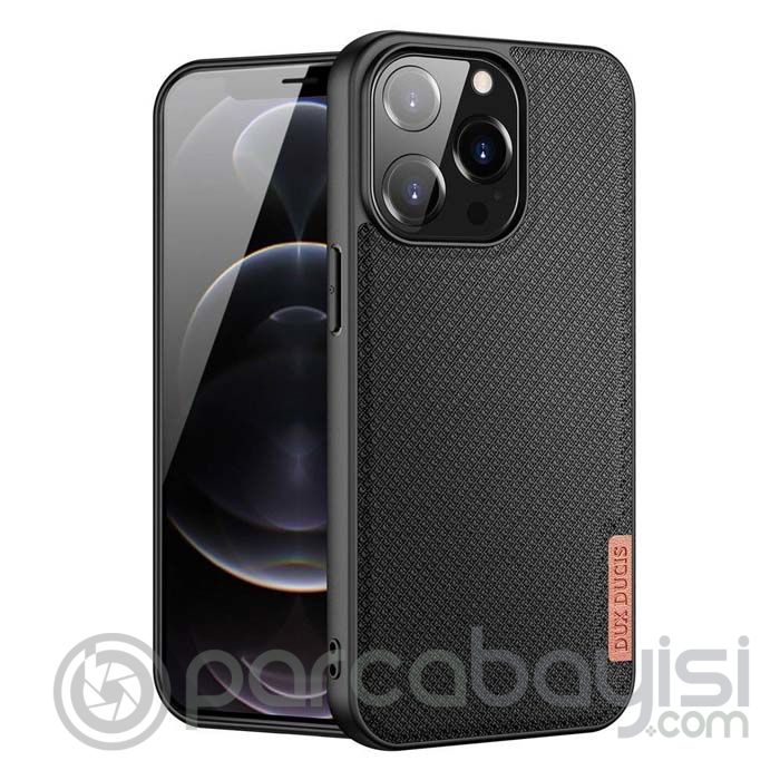 Dux Ducis Fino Serisi iPhone 13 Pro 6.1inç Kılıf Premium Dokuma Silikon Kılıf