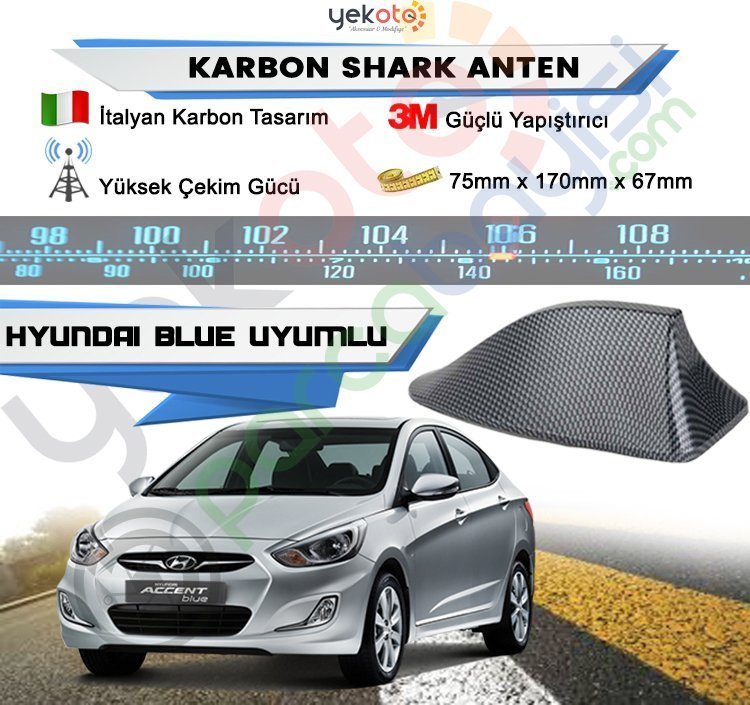 Hyundai Blue Karbon Shark Anten Köpek Balığı Anten Elektrikli İtalyan Tasarım