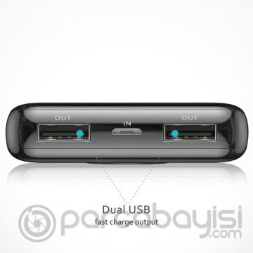 KUULAA-Çift USB Mini 10000mAh Dijital Gösterge PowerBank Taşınabilir Şarj