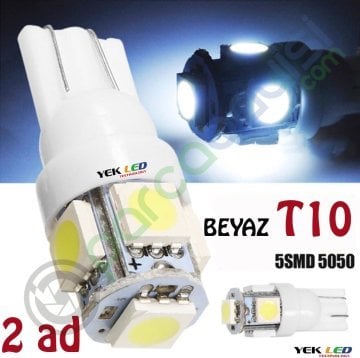 T10 Park Dipsiz Ampul Beyaz Işık 5 Smd Led 12V Park Plaka İç Tavan Aydınlatma 2 Adet