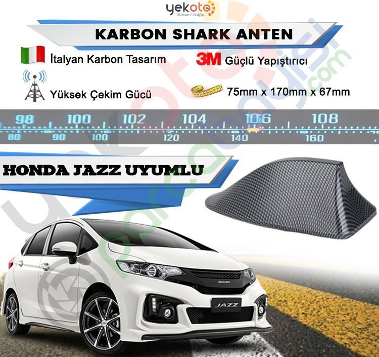 Honda Jazz Karbon Shark Anten Köpek Balığı Anten Elektrikli İtalyan Tasarım