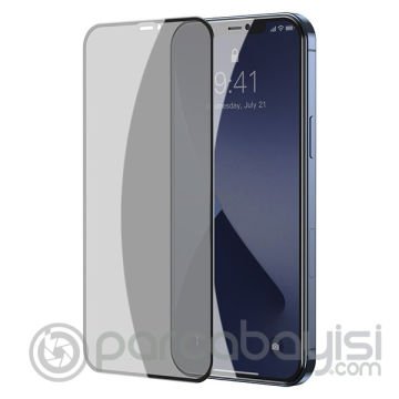 Baseus İPhone 12 mini Ekran Koruyucu 0,23mm Anti Spy Çerçeveli Tempered Cam Ekran Koruyucu 2 Adet Se